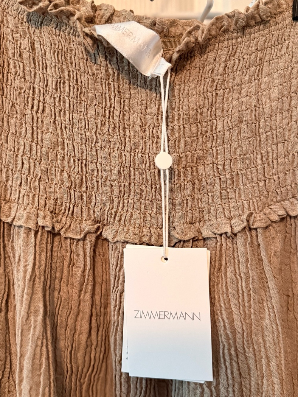 Zimmermann Taupe Crinkle Smocked Maxi Skirt - Picture 2 of 2